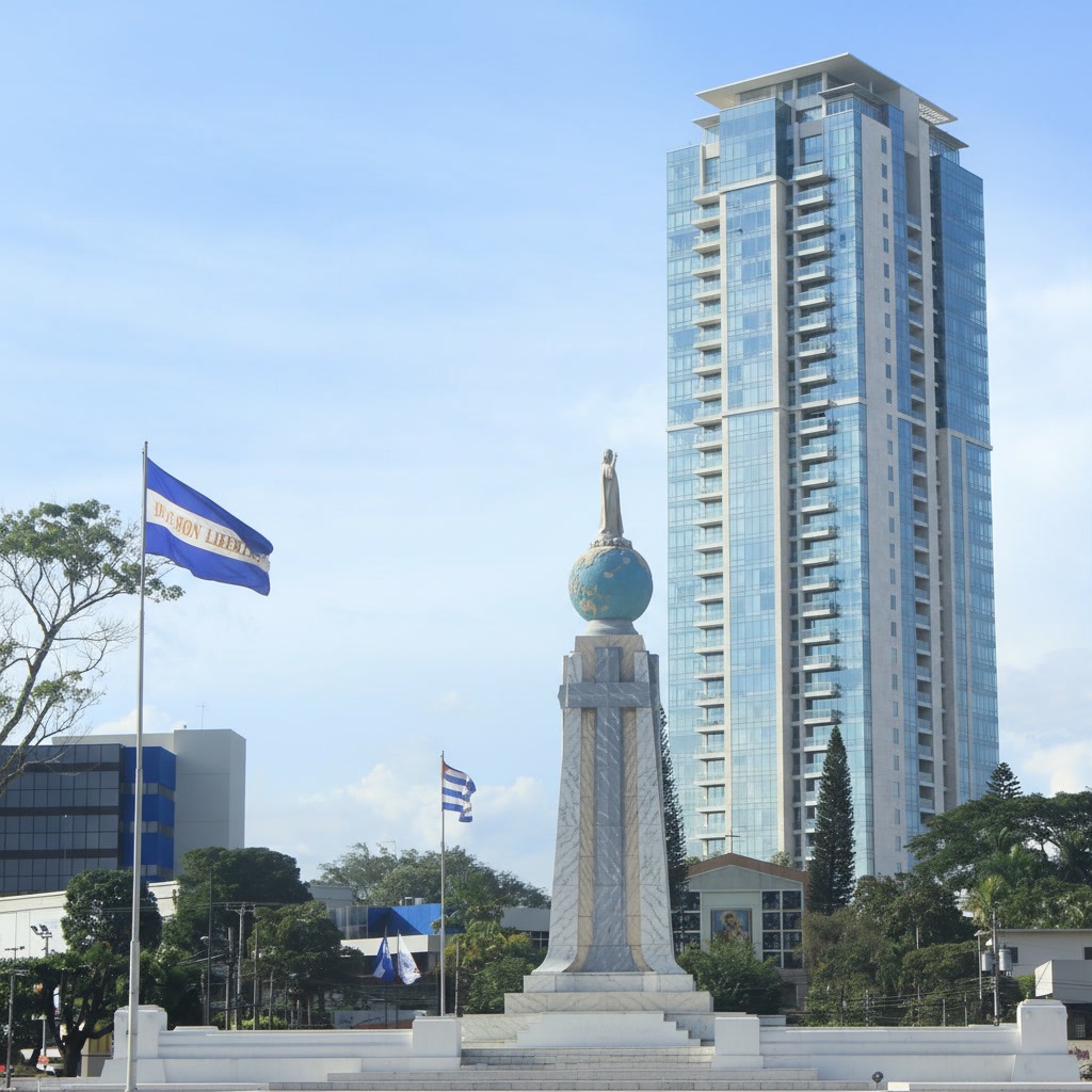 Monumento al Divino Salvador del Mundo y arquitectura urbana en San Salvador